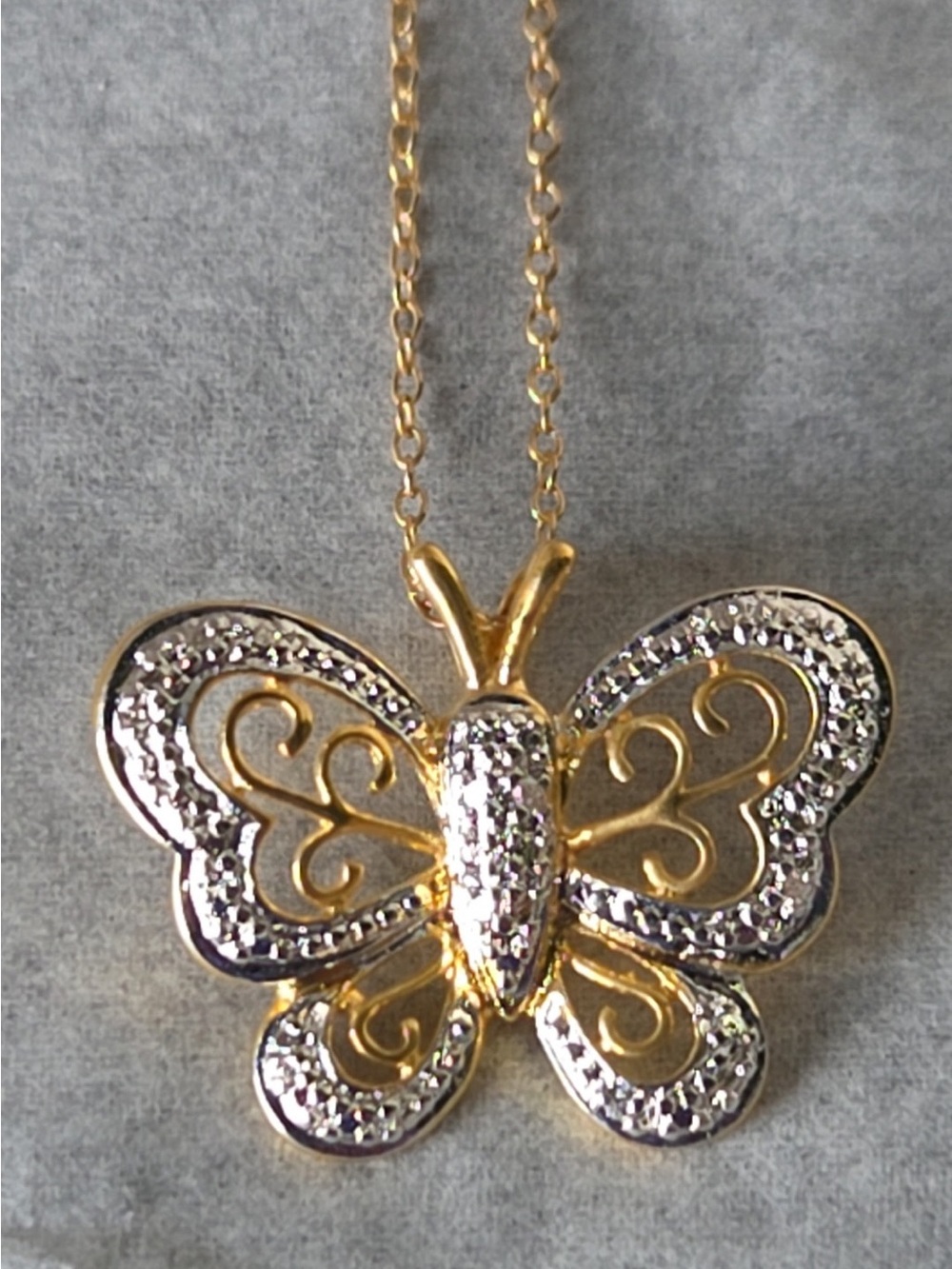 VTG 1990's/2000's VERMEIL BUTTERFLY NECKLACE - FINE JEWELRY STERLING SILVER